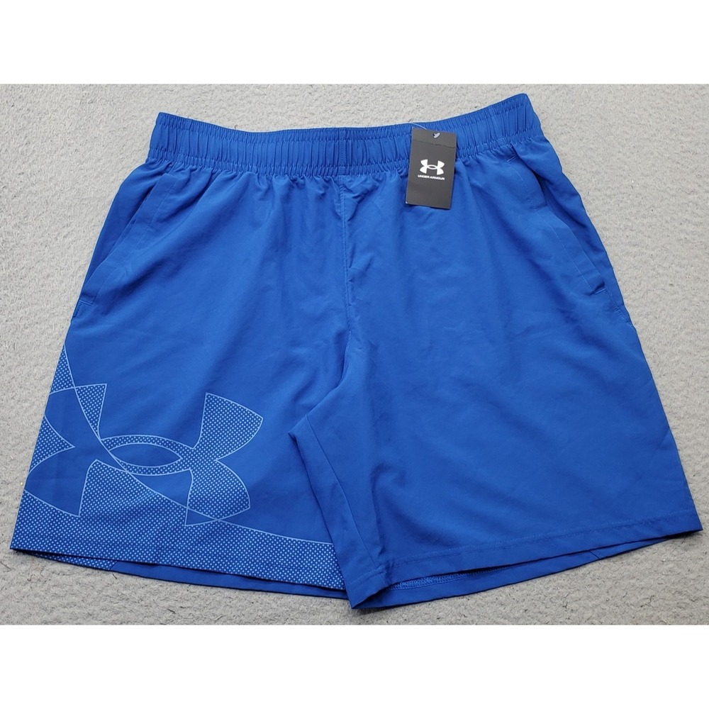 Under Armour Athletic Shorts Mens XL Blue UA Tech Woven Graphic Logo Loose Fit
